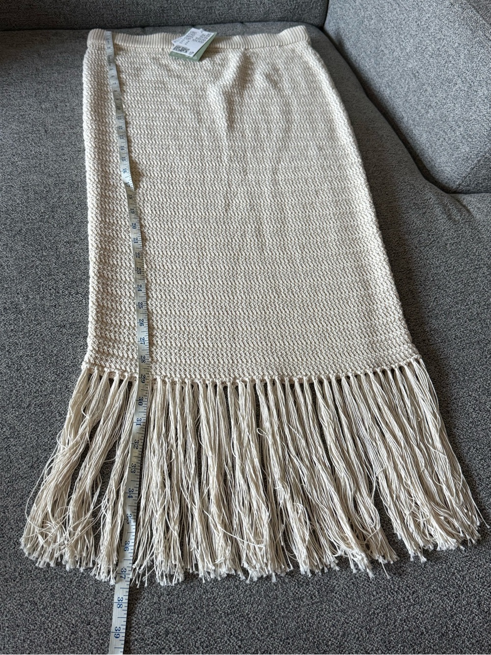 H&M Cream Knit Fringe Pencil Skirt - Picture 3 of 4
